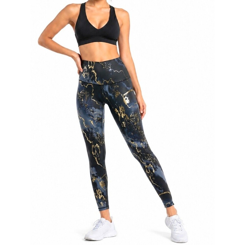 Old Navy Active Powersoft Extra High-Rise Metallic Gold Marble-style Leggings XS